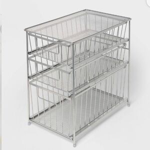 NWT Bright room 3 tier Silver Metal Mesh Storage Organizer